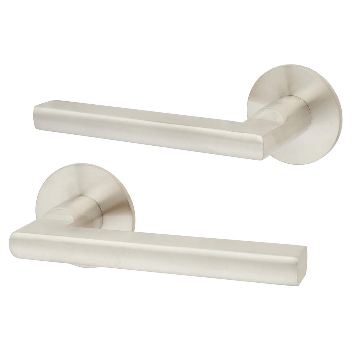 Satin Stainless Steel Door Handles on Round Slim Rose - Schema Rita Range