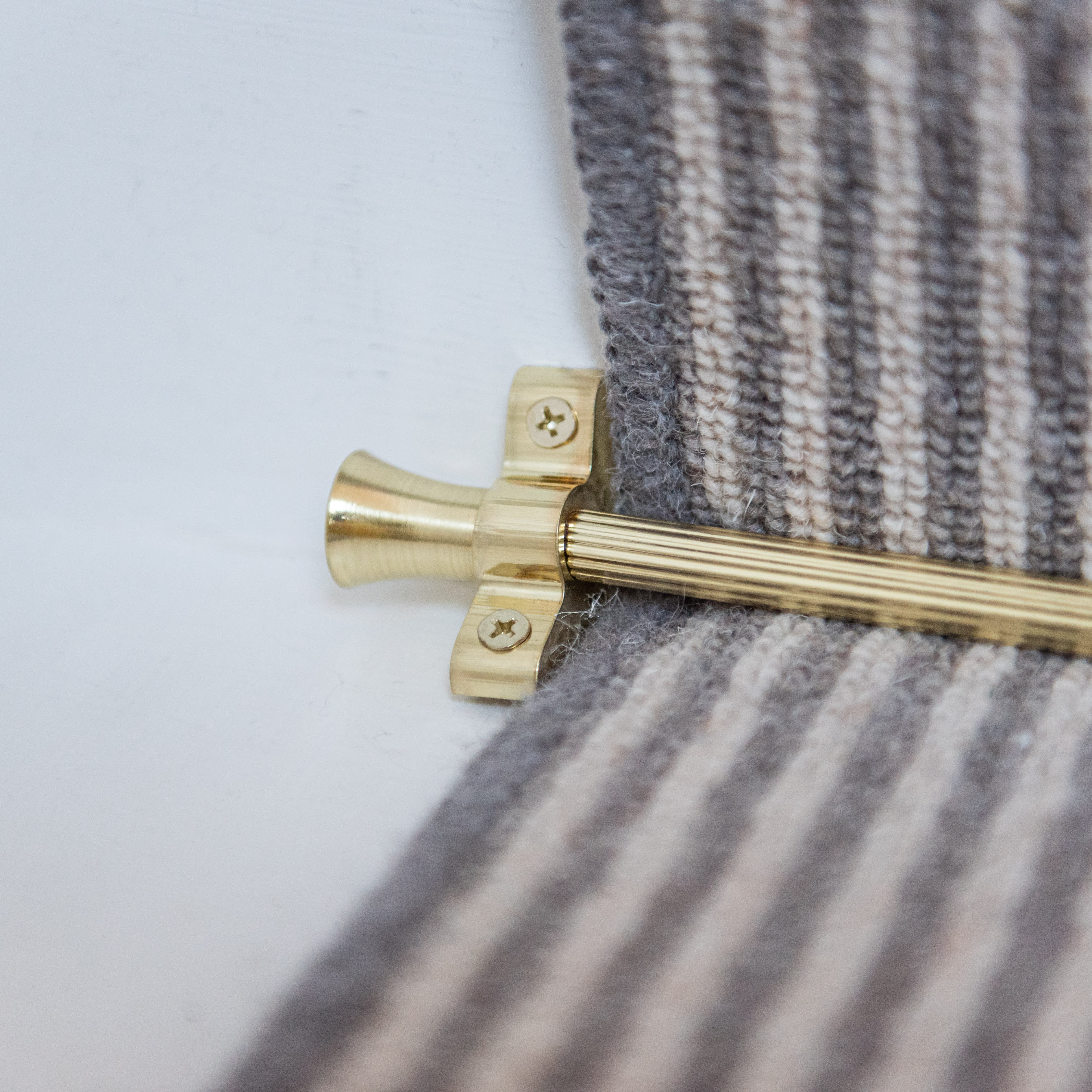 Lines Stair Rod with Fluted Finials - 900mm Length - Satin Brass
