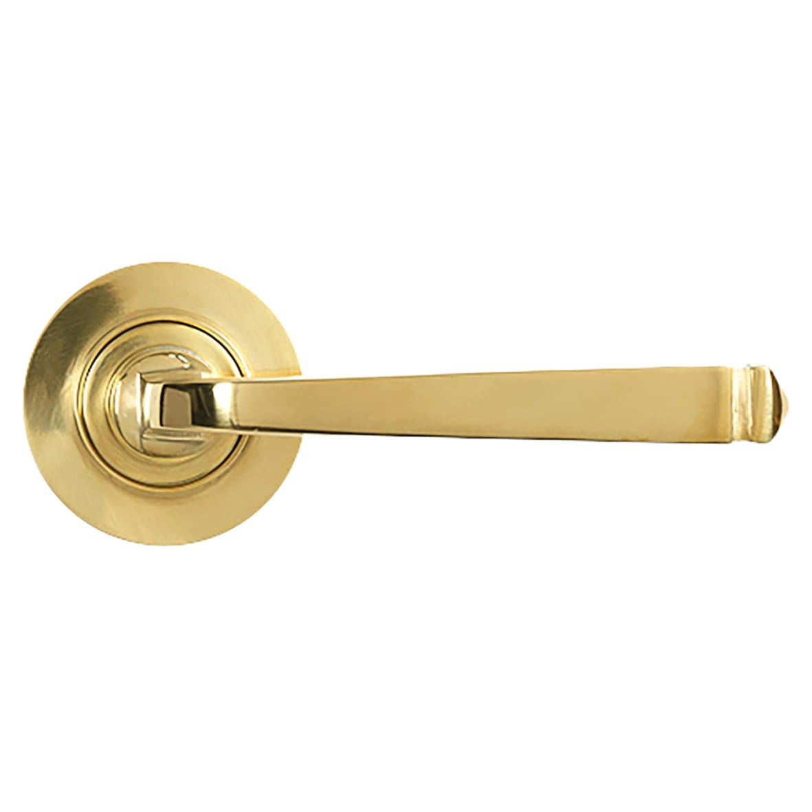 Polished Brass Door Handles on Round Rose - Avon Range