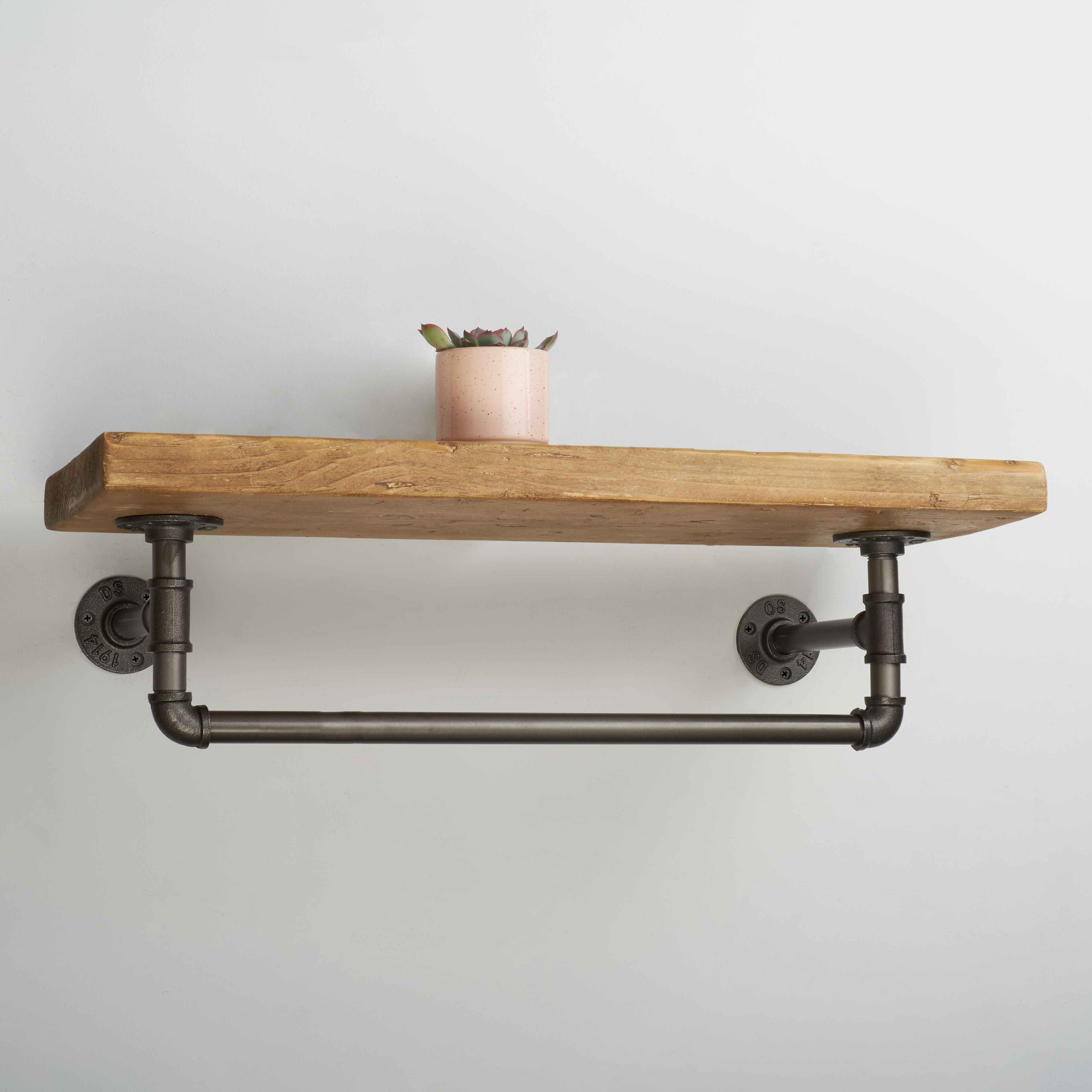 1/2" Pipe Shelf Kit with Downwards Facing Hanging Rail - Grey