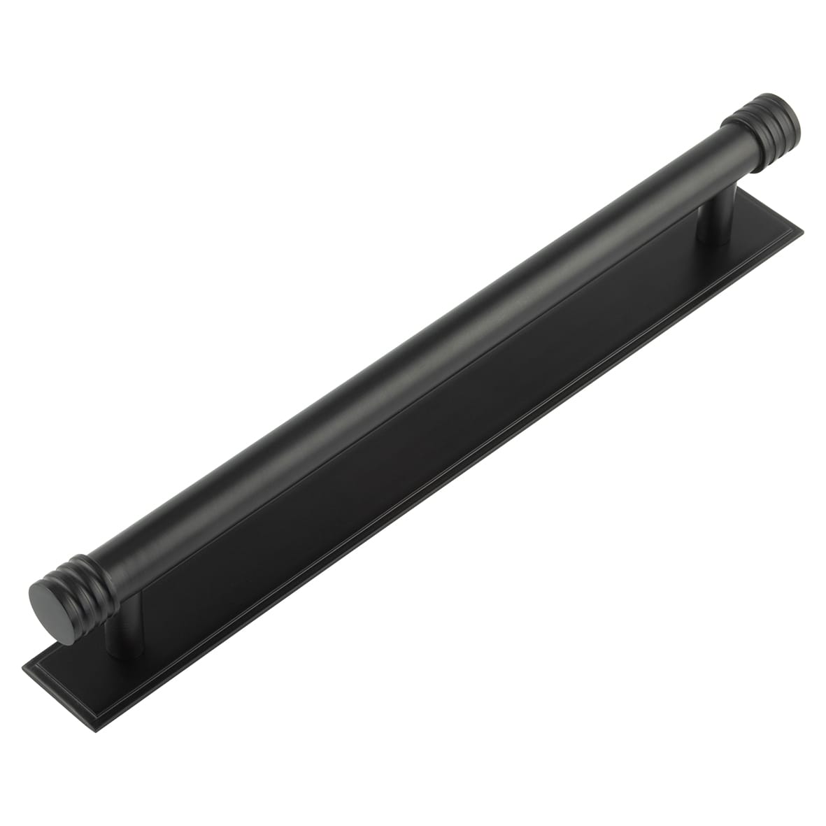 Sturt 15mm Reeded T-Bar Cabinet Pull Handle on Stepped Backplate - 224mm c/c - Black