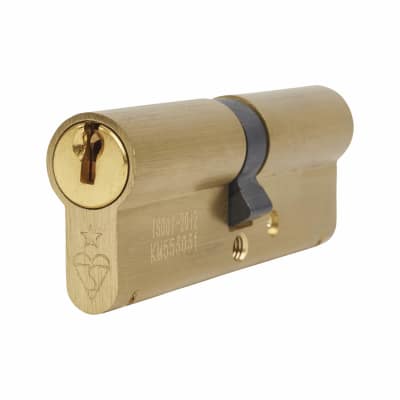 1 Star 6 Pin Kitemarked 90mm Euro Double Cylinder - 45 + 45mm - Polished Brass - Keyed to Differ