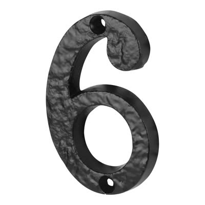 76mm Screw Fix Door Numeral - 6/9 - Antique Black Iron