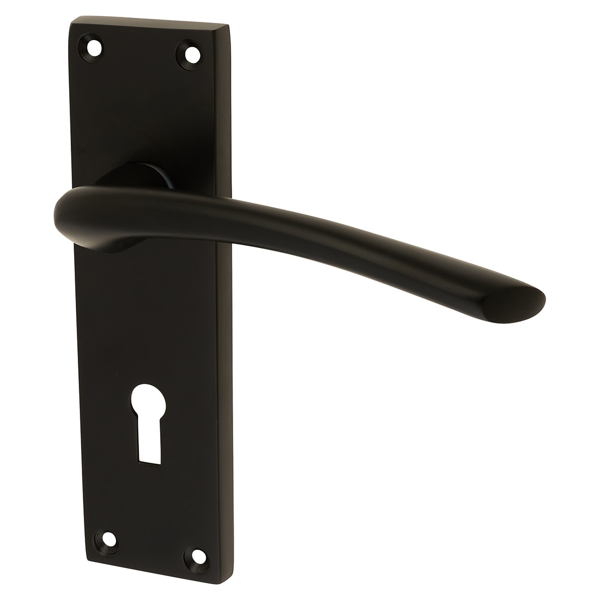 Matt Black Keyhole Lock Door Handles - Rimini Range - 151 x 42mm