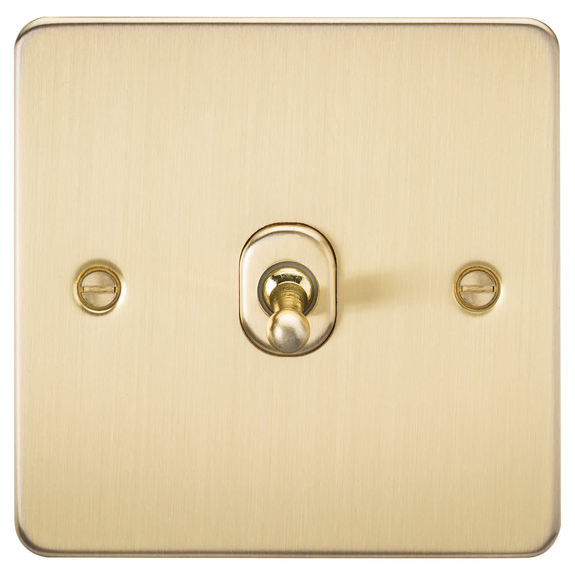 10AX 1 Gang 2 Way Flat Plate Toggle Light Switch - Brushed Brass