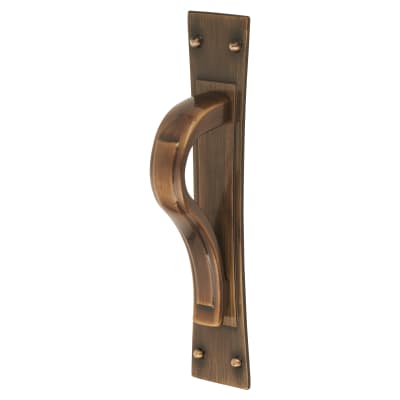 Titan Georgian Latch Cabinet Pull Handle on Backplate - 64mm Centres - Antique Brass