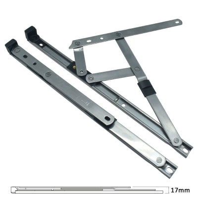 uPVC/Timber Standard Window Friction Stay Hinge - 17mm Stack - 12"/300mm - Side Hung - Pair
