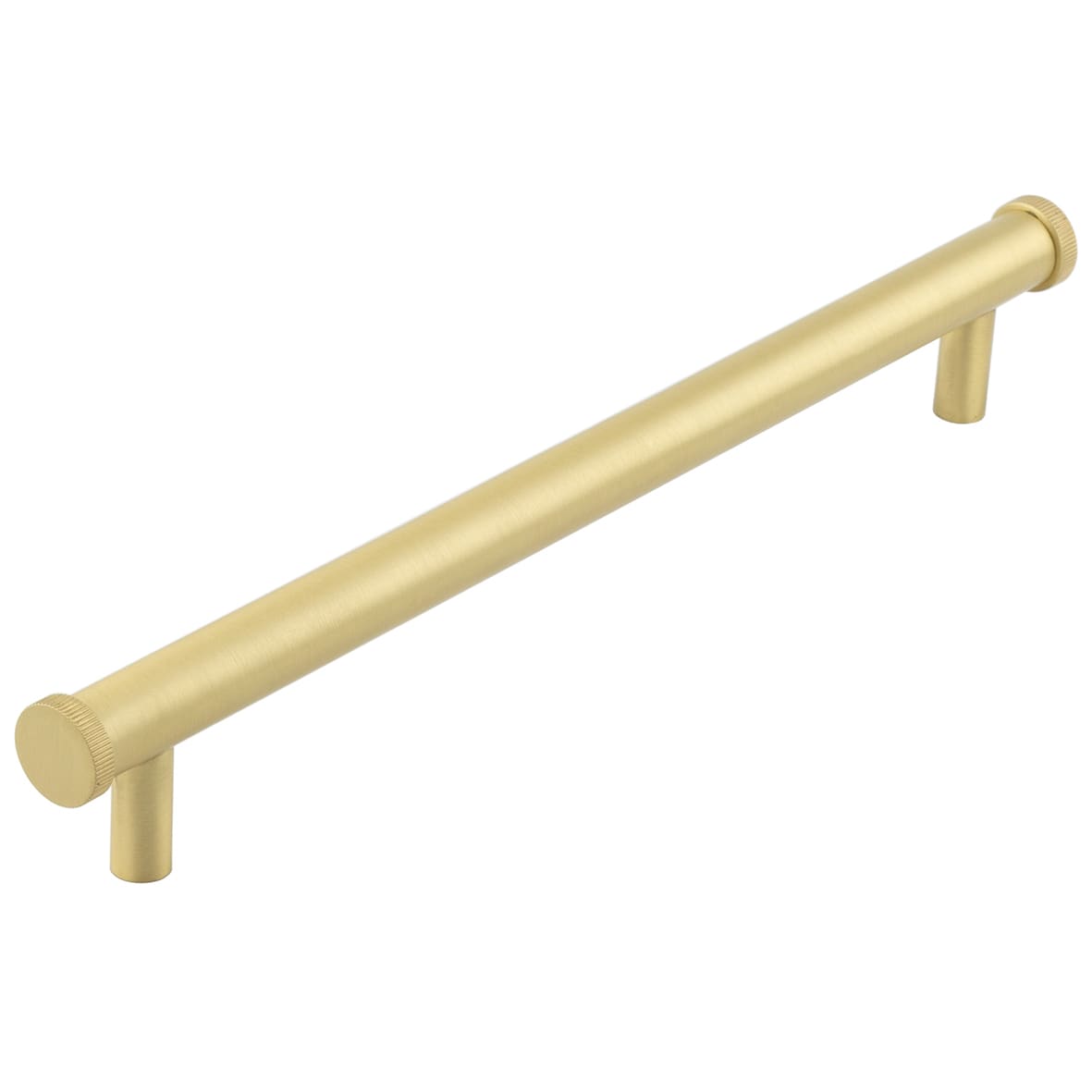 Thaxted 15mm Knurled T-Bar Cabinet Pull Handle - 224mm c/c - Satin Brass 881732P