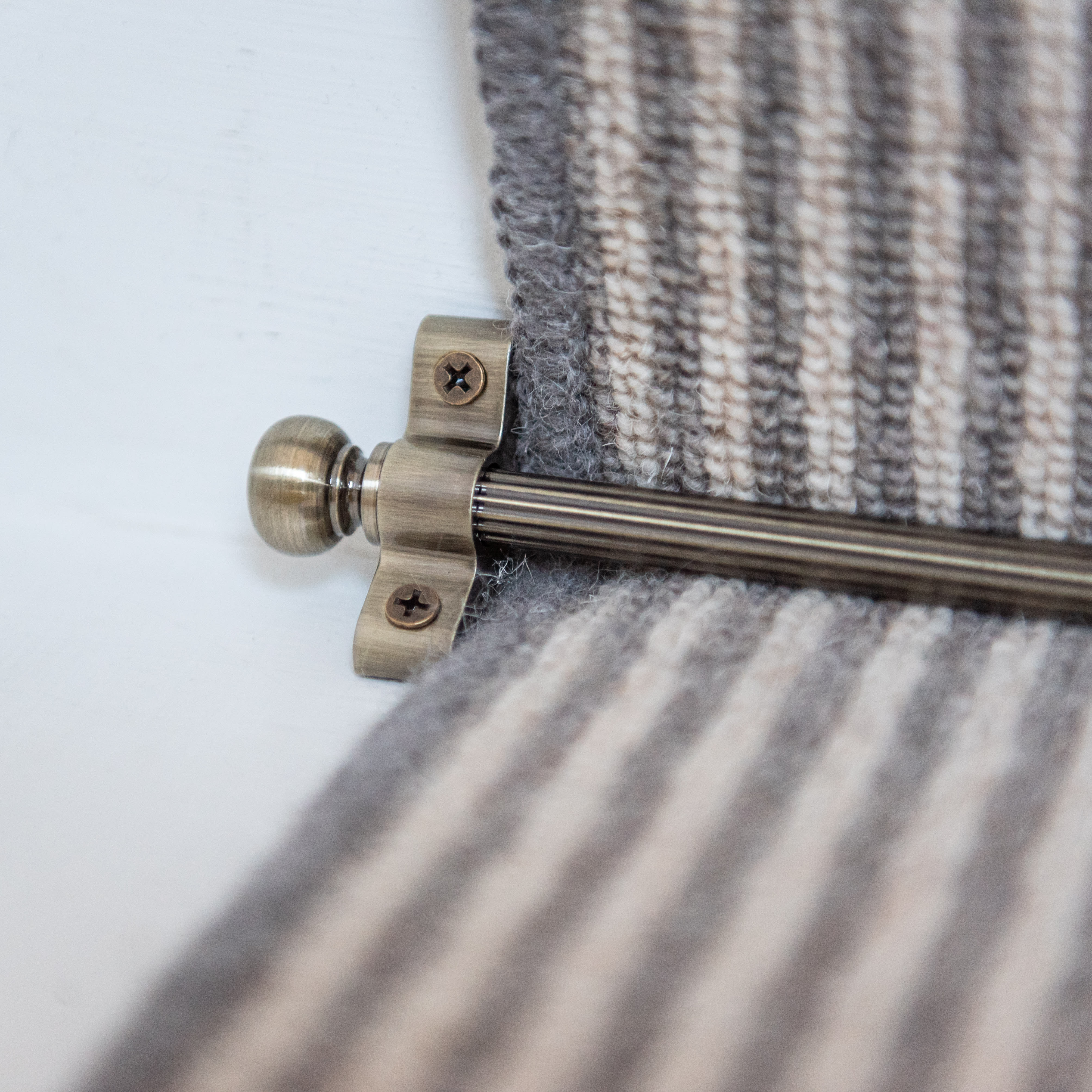 Lines Stair Rod with Round Bulb Finials - 900mm Length - Antique Brass