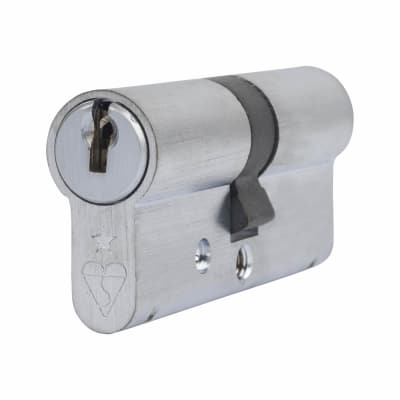 1 Star 6 Pin Kitemarked 70mm Euro Double Cylinder - 35 + 35mm - Satin Chrome - Keyed to Differ