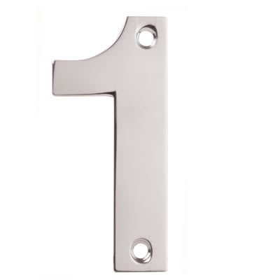 100mm Screw Fix Door Numeral - 1 - Satin Stainless Steel