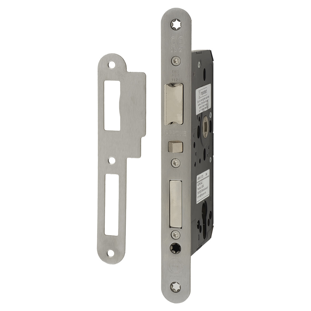 DIN Escape Sashlock - 88mm Case - 60mm Backset - Radius - Satin Stainless Steel