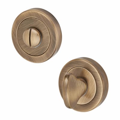 Bathroom Turn & Release - 48mm Diameter - Antique Brass