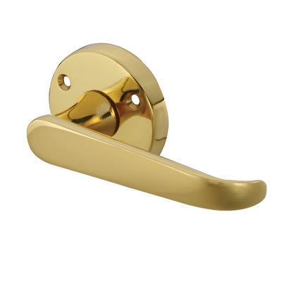 Polished Brass Victorian Door Handles on Round Rose