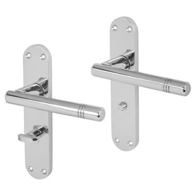 Polished Chrome Bathroom Door Handles - Bologna Range - 182 x 39mm