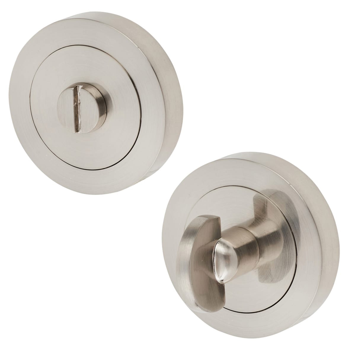 Brass Bathroom Turn & Release - 50mm Diameter - Satin Nickel