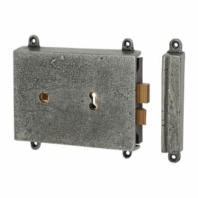 Rim Lock and Cover - 158 x 115mm - Pewter