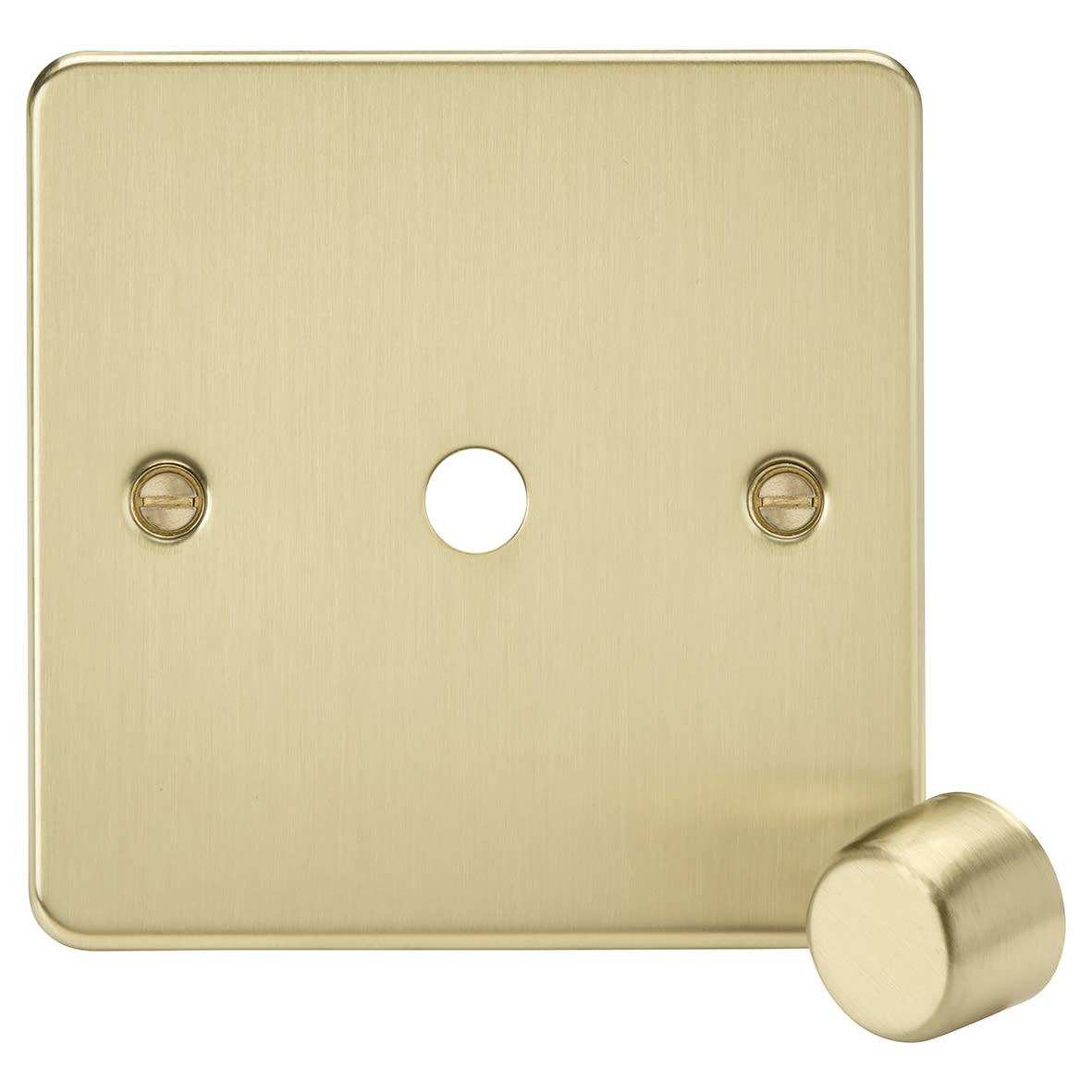 1 Gang Flat Plate Dimmer Plate with Metal Dimmer Cap - Brushed Brass
