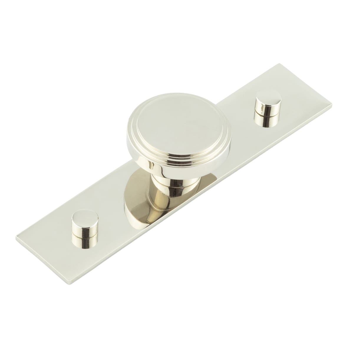 Cropley Stepped Round Cabinet Knob on Plain Backplate - 40mm Diameter - Polished Nickel