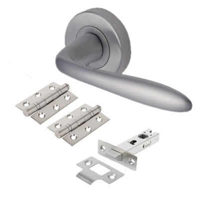 Marcus Satin Chrome Latch Door Handles on Rose Pack - Sutton Range