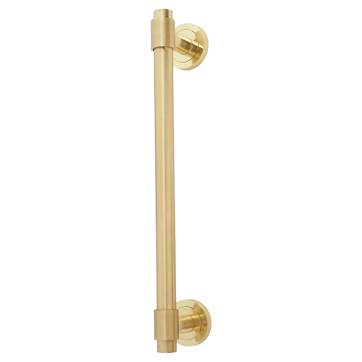 Satin Brass 20mm T-Bar Door Pull Handle on Rose - Screw Fix - 300mm Centres