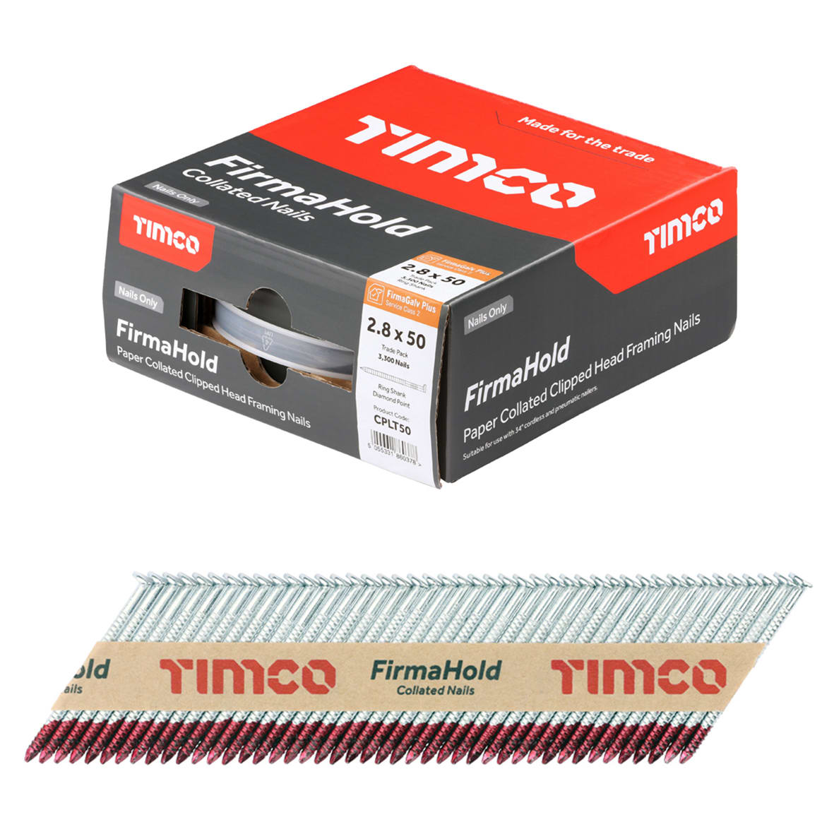 FirmaHold First Fix Nail - Ring - 34° Angled - 2.8 x 50mm - FirmaGalv+ - Pack of 3300