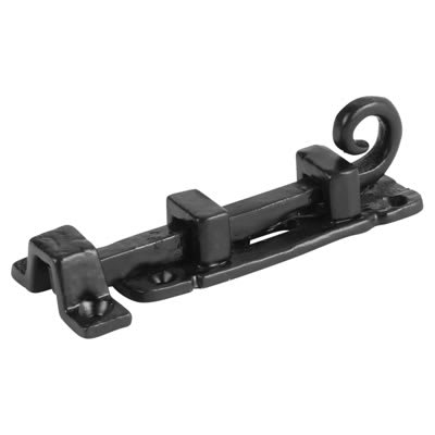 Antique Black Iron Straight Barrel Bolt - Curly Tail Range - 85 x 25mm