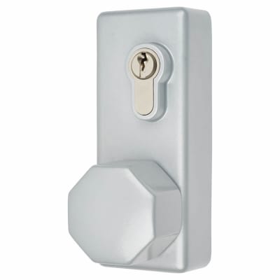 AR885K Outside Access Device with Cylinder - Octagonal Knob - Silver