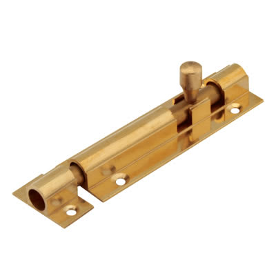 Polished Brass Straight Barrel Bolt - Budget Range - 75 x 25mm