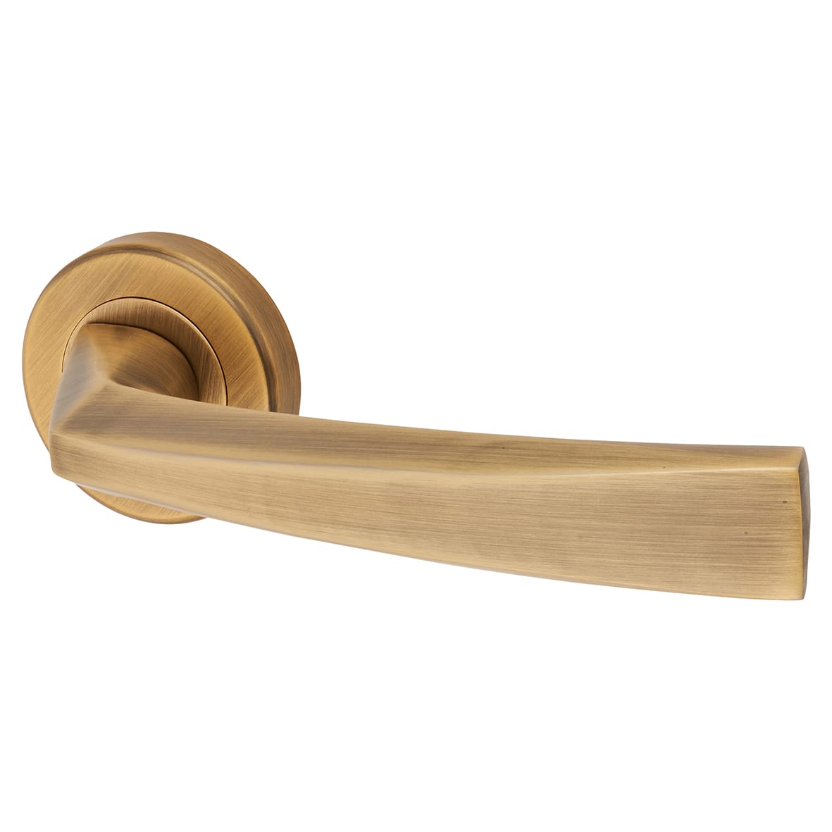 Brass Antique Brass Door Handles on Round Rose - Scopo Range
