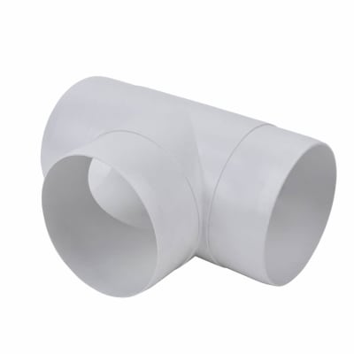Plastic Tee Piece Pipe Connector - 4"/100mm - White