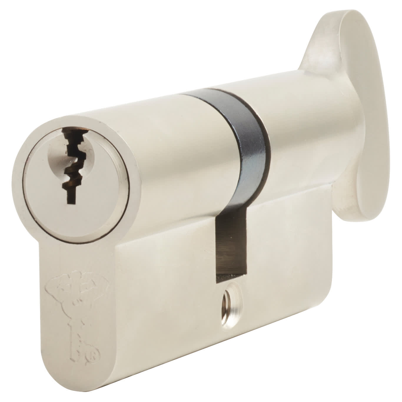 6 Pin 80mm Euro Thumbturn Cylinder 40Turn + 40mm - Satin Nickel - Master Keyed B