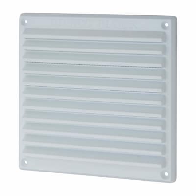 Louvre Vent with Flyscreen - 166 x 160mm - 6423mm² Free Air Flow - White Plastic