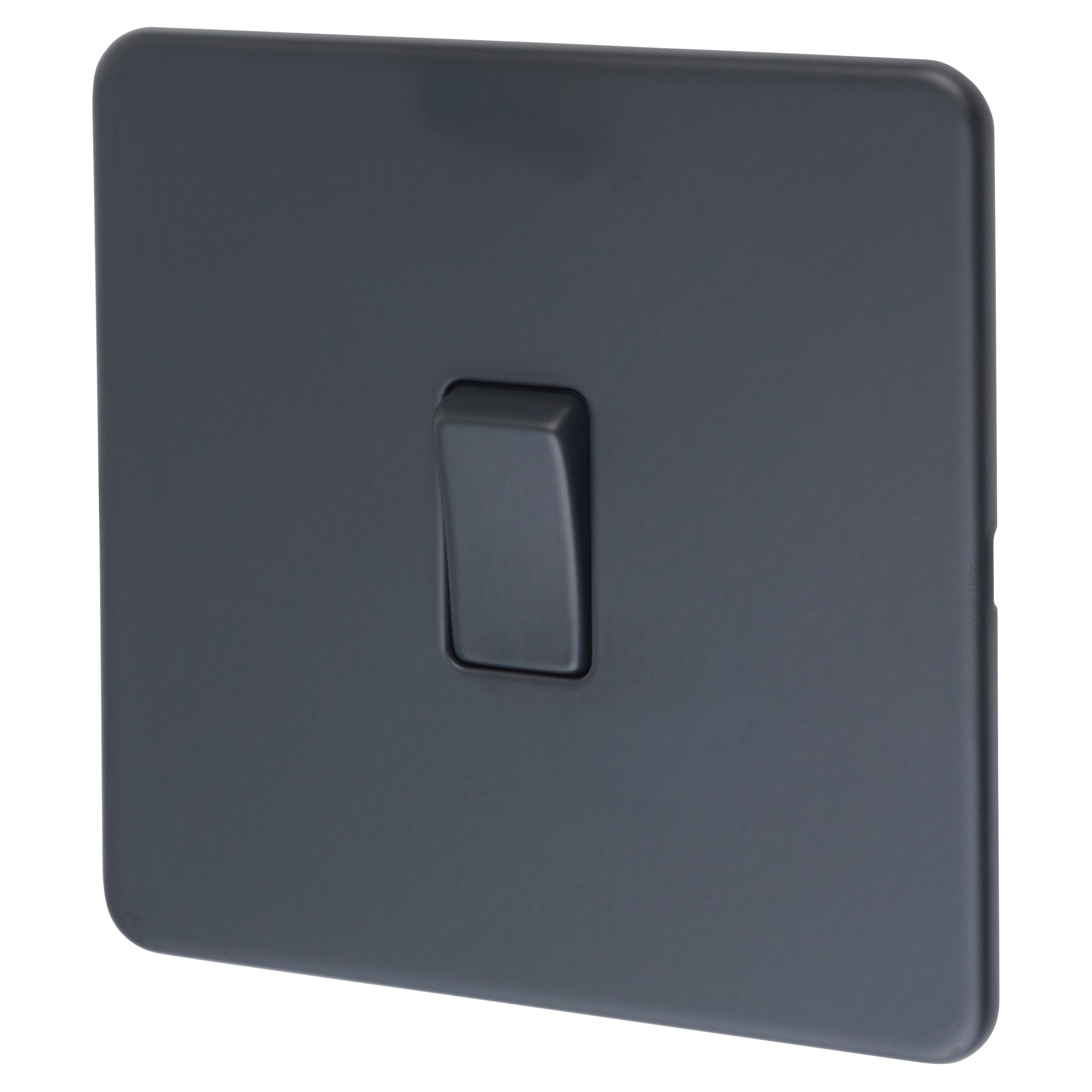 10AX 1 Gang Screwless Flat Plate Light Switch - Anthracite Grey