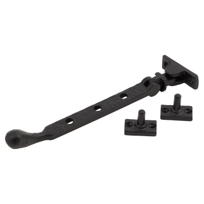 Bulb End Casement Window Stay - 8"/200mm Length - Antique Black Iron