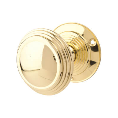 Marcus Polished Brass Mortice Door Knob - 69mm Rose Diameter - Goodrich Range