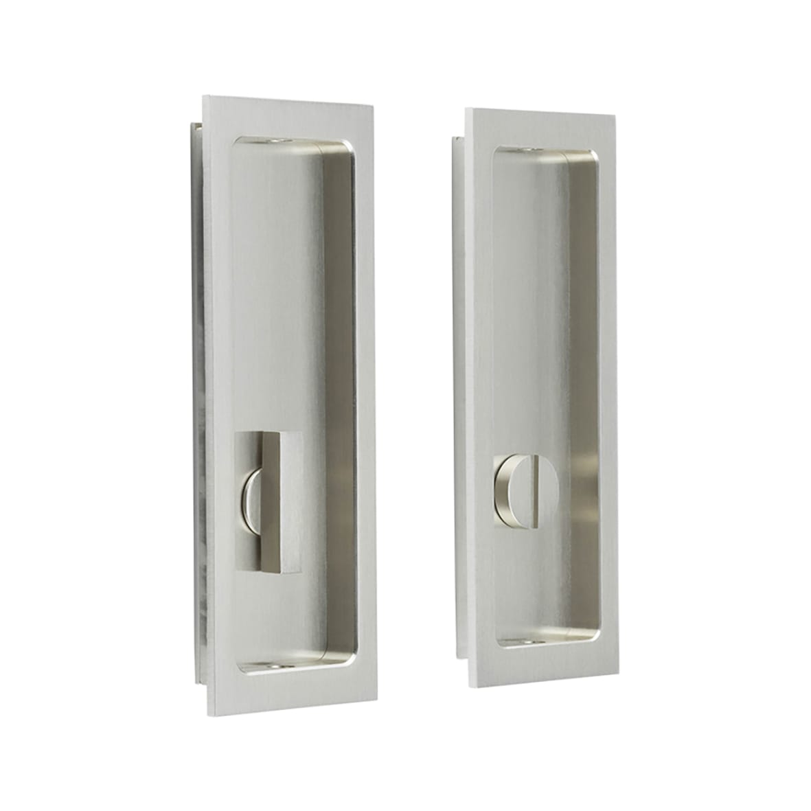 Rectangular Flush Privacy Handle Set - 150mm - Satin Nickel