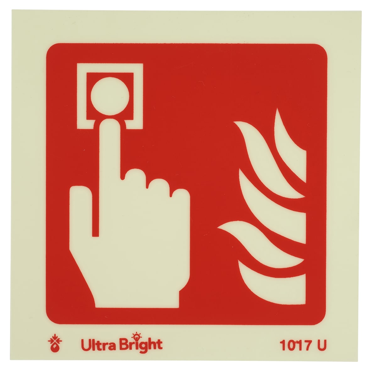 Photoluminescent Fire Alarm Symbol Sign - 100 x 100mm - Rigid Plastic