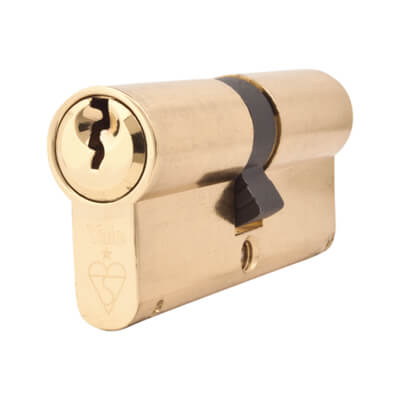 1 Star 6 Pin Kitemarked 70mm Euro Double Cylinder - 35 + 35mm - Pol Brass - Keyed to Differ