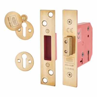 2101 5 Lever Deadlock - Keyed Alike Number - 77mm Case - 57mm Backset - Polished Brass