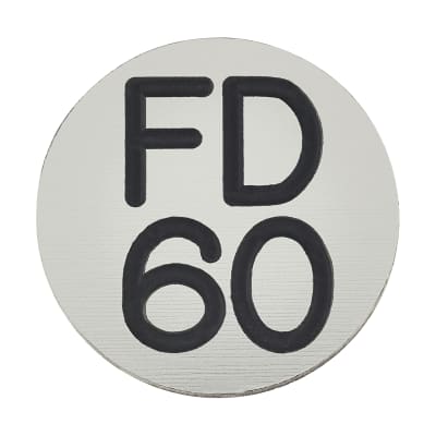 Fire Door Sign - Self Adhesive - 25mm Diameter - Rigid Plastic - Silver
