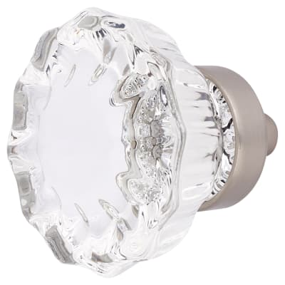 Faceted Glass Cabinet Knob - 35mm Diameter - Satin Nickel