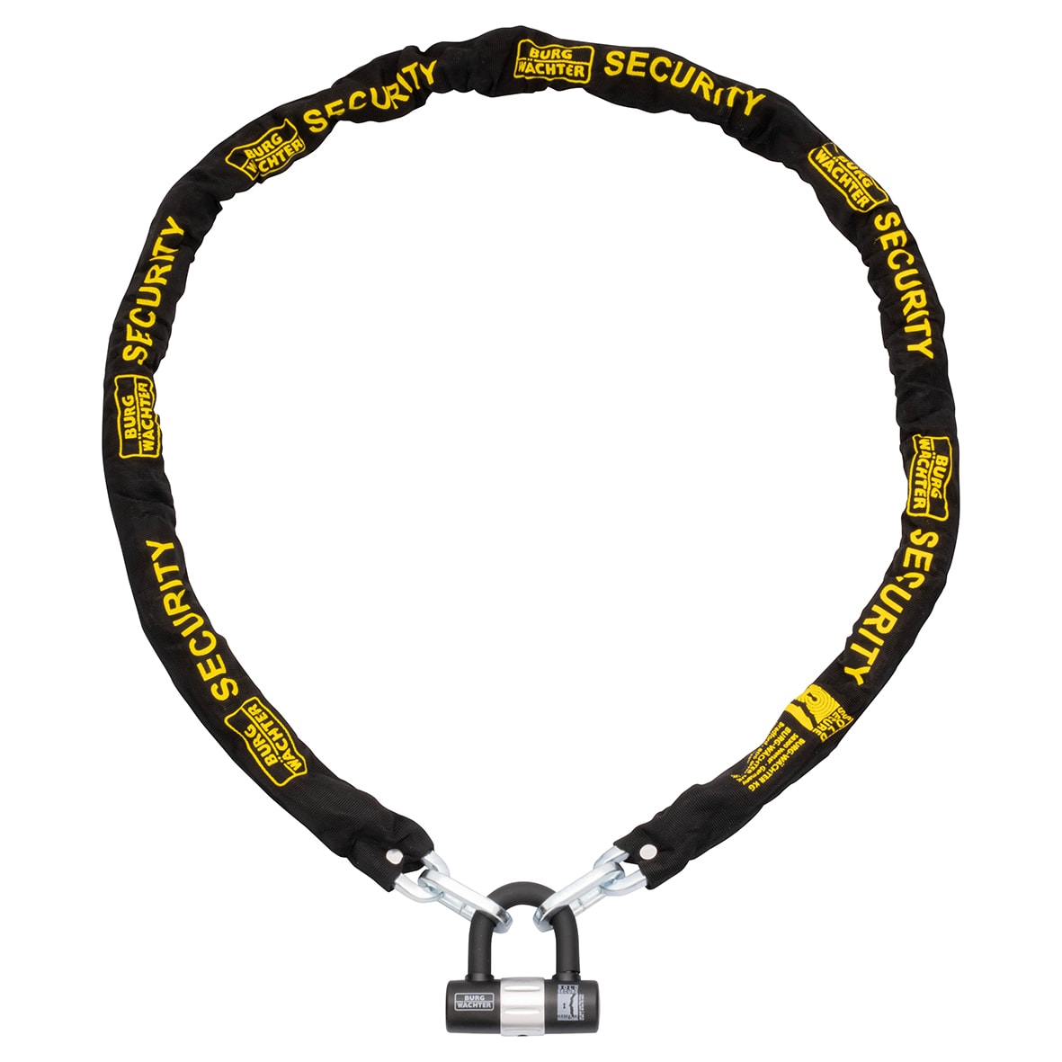 2m Chain & U-Lock/Padlock Security Kit - 108 x 55 x 53mm - Black