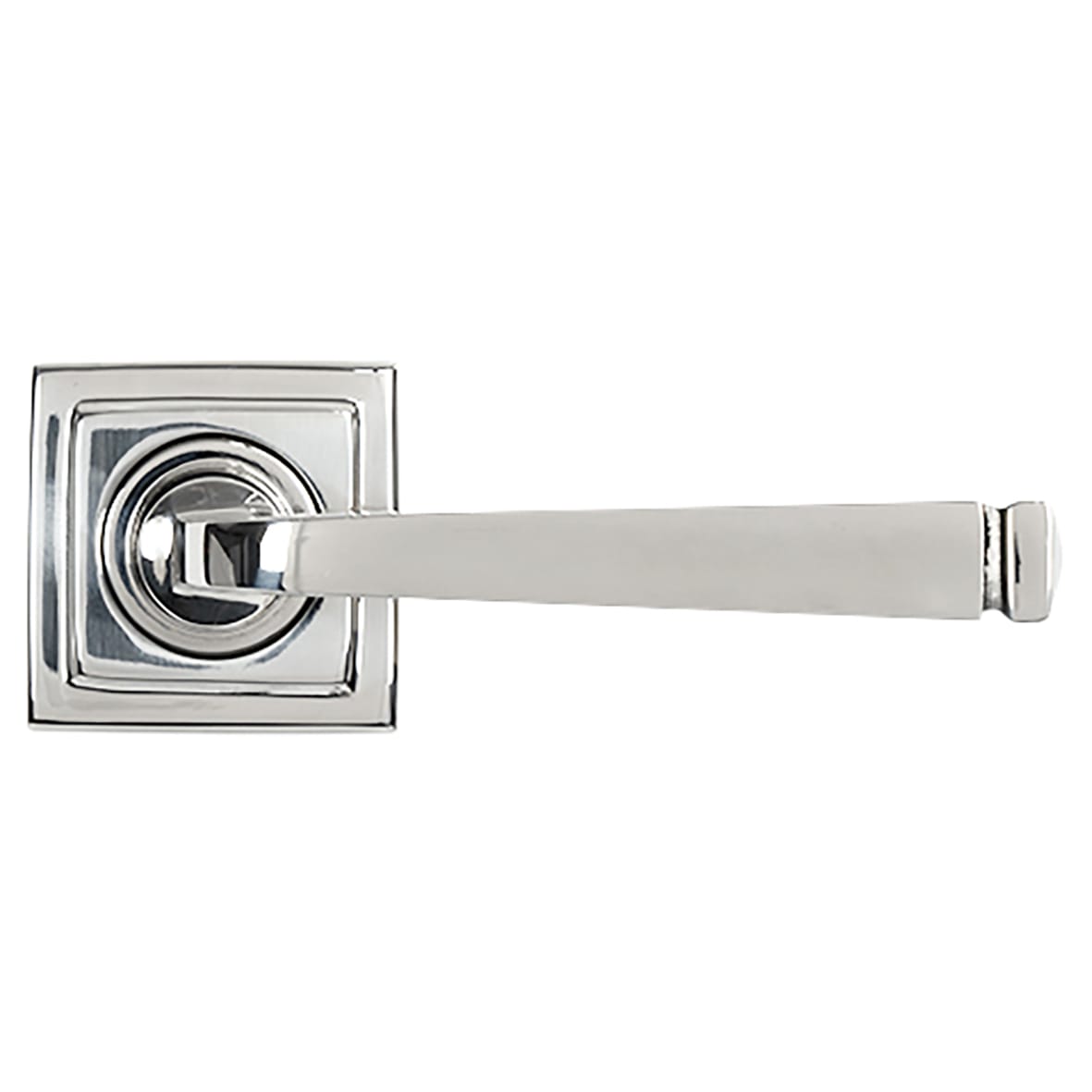 Polished Stainless Steel Door Handles on Square Rose - Avon Range