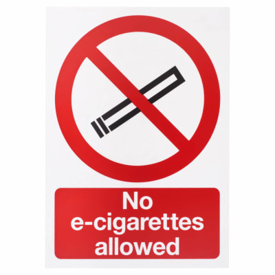 No E-Cigarettes Allowed Sign - 420 x 297mm - Rigid Plastic