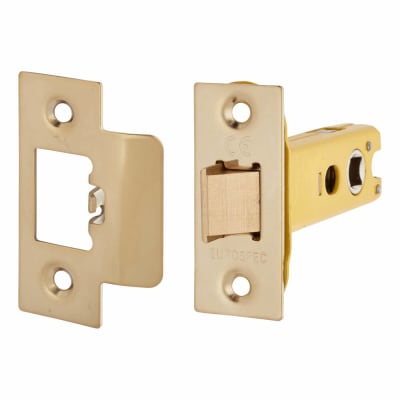 Heavy Duty Bolt Through Tubular Latch - 78mm Case - 57mm Backset - Square - PVD Brass