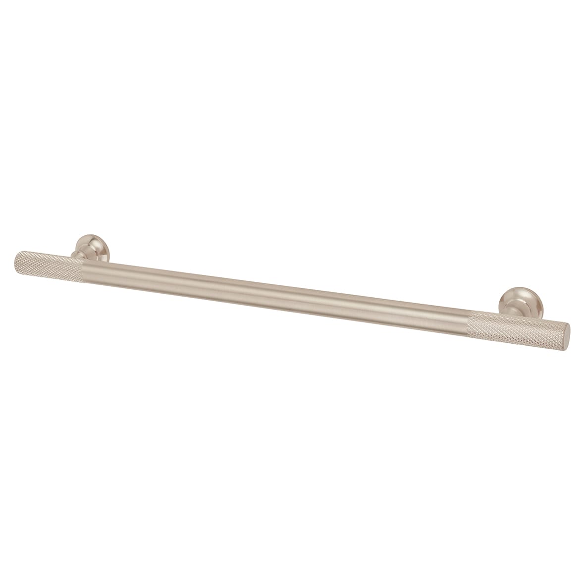 York 12mm Partially Knurled T-Bar Cabinet Pull Handle - 224mm Centres - Satin Nickel