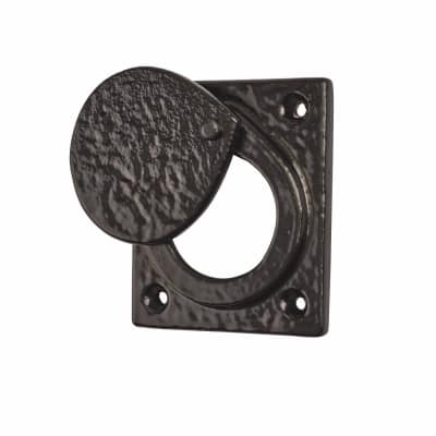 Covered Square Escutcheon - 67 x 58mm - Round - Metalized Antique Black Iron