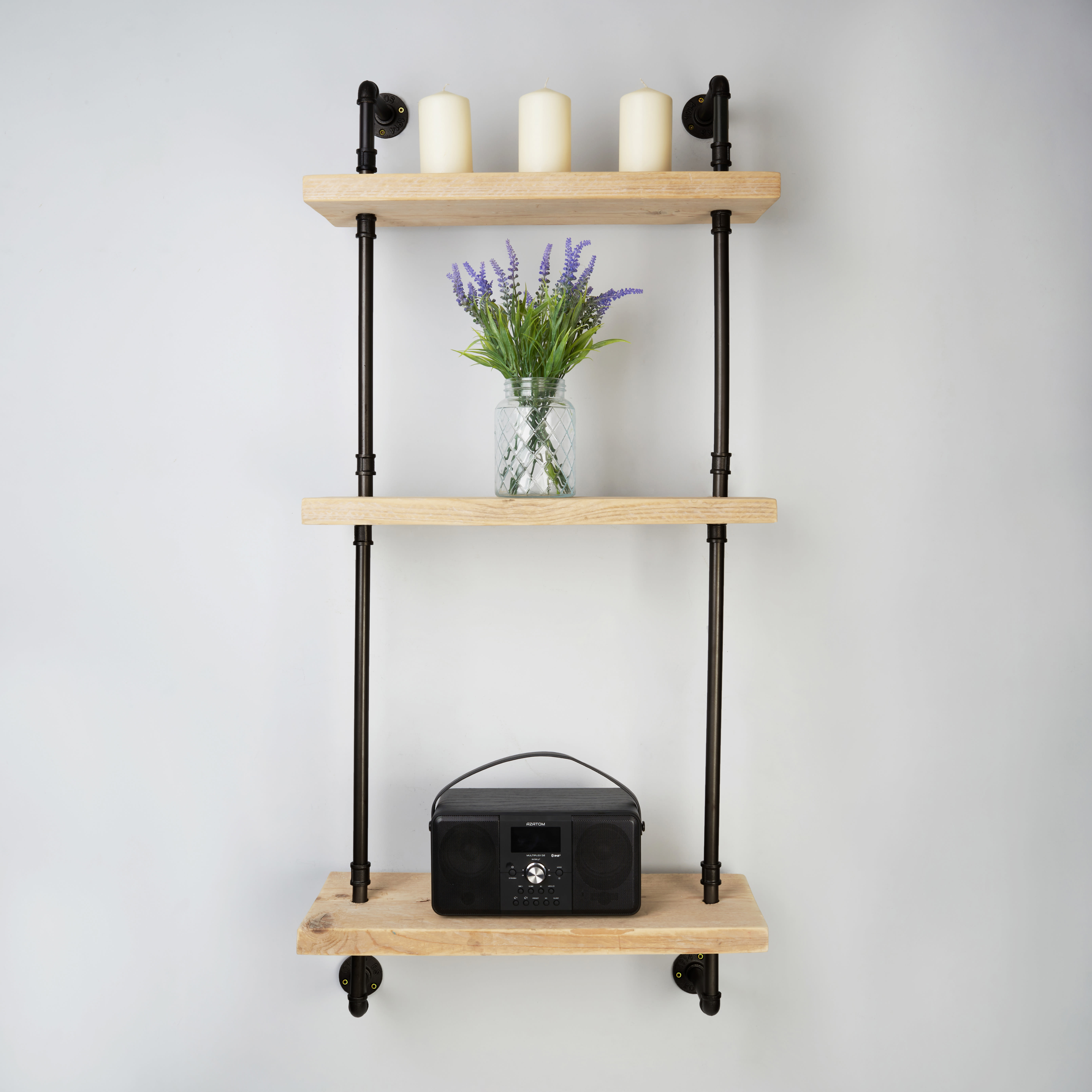 3/4" 3 Tier Drill Through Pipe Shelf Kit - Black