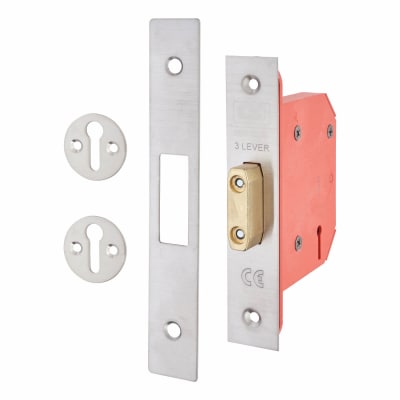 2103S StrongBOLT 3 Lever Deadlock - 68mm Case - 45mm Backset - Satin Stainless Steel